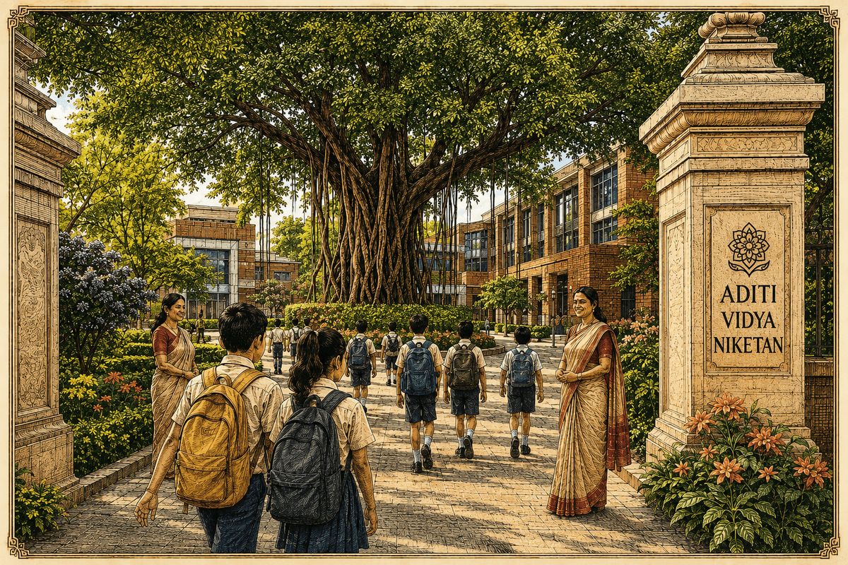 Students outdoors at ADITI VIDYANIKETAN